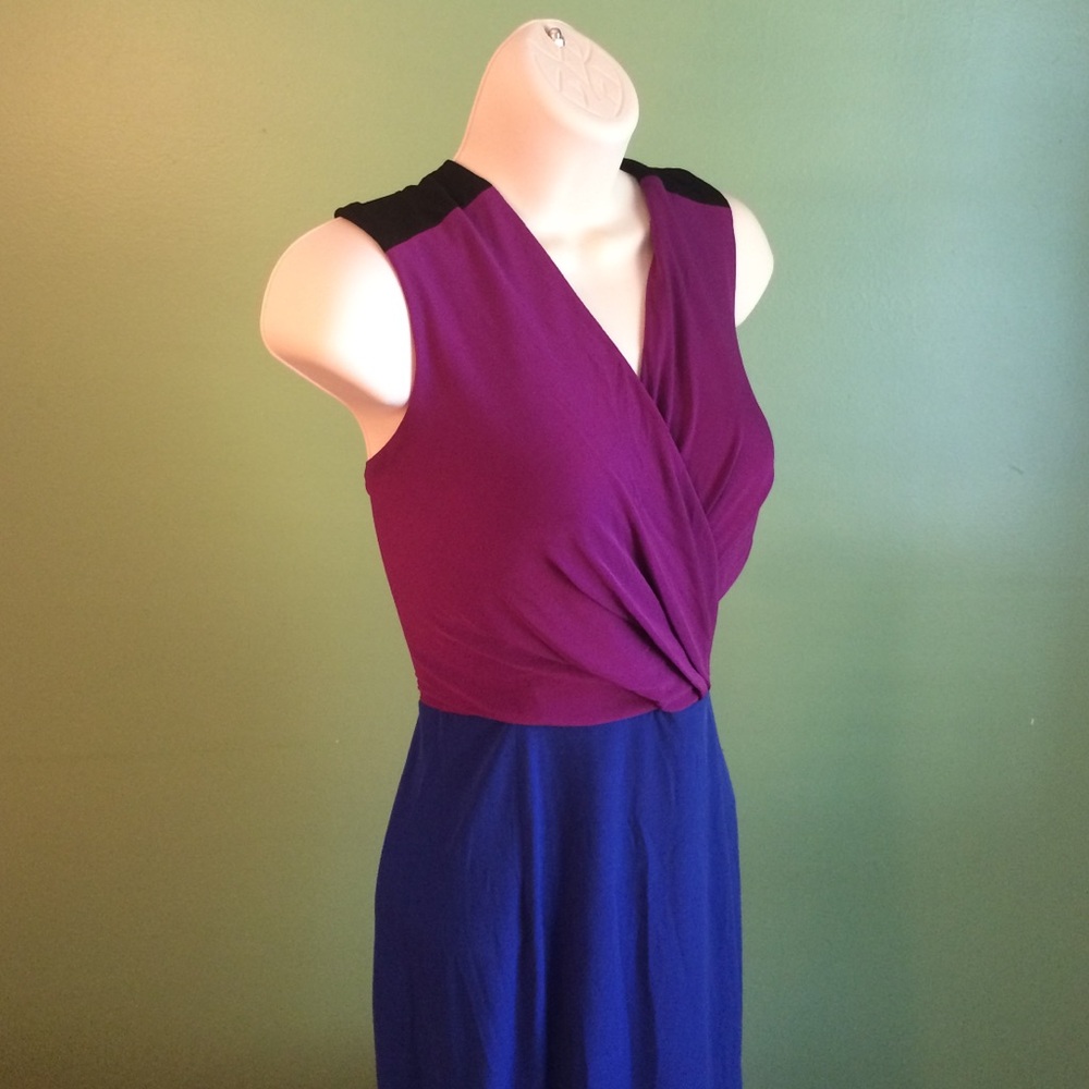 Calvin Klein Purple and Blue Colorblock Sleeveless Dress